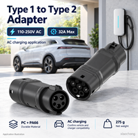 Nouvel adaptateur de charge pour véhicules électriques de type 1 à type 2, 110-250V AC, prise et prise de courant J1772 à IEC 62196 32A pour voitures électriques européennes