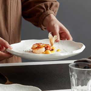 Custom Logo Stoneware Plate for Restaurant Weddings Thickened White Steak Sushi Buffet Porcelain Western Salad Dinner <b>Cup</b> Kit - Product Image 2
