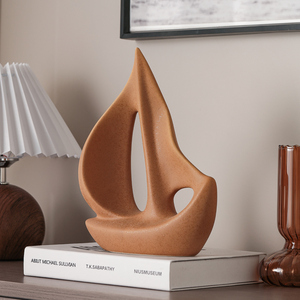 Sailing Boat Decoration <b>White</b> Ceramic Modern Abstract Sculpture For Living Room Study Home Decor Display Cabinet Art Piece - Product Image 2