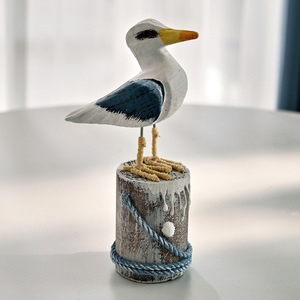 Figura de Gaviota Estilo Mediterráneo, Decoración de Madera de Pino para Dormitorio, Adorno para Habitación Infantil, Pieza Individual - Product Image 3