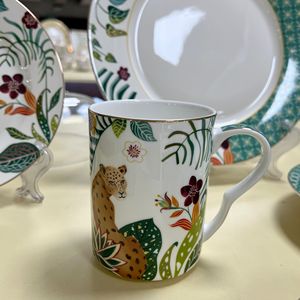 Siberian Tiger <strong>Stitching</strong> and Contrasting Colors Porcelain <strong>Plate</strong> 10.5 Inches 8.5 Inches 7.5 Inches White Dinnerware - Product Image 5