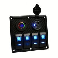 Panneau de commutation à 4 interrupteurs avec chargeur USB double 4,2 A, voltmètre 12V/20A 24V/10A, plaque en aluminium pour barre lumineuse LED, camping-car, bateaux, 4x4