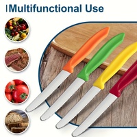 Couteau à viande, fruits, tomates, pain et légumes à bord ondulé dentelé avec manche en PP coloré pour la découpe de la viande en restaurant et cuisine