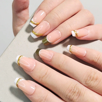 Vendeurs en gros de kit de presse sur les ongles avec colle et lime à ongles marque privée ballerine courte pointes françaises ongles design coréen