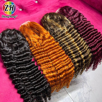 Wig Rambut Asli Brasil 100% Tanpa Lem, Wig Lace Front Vietnam Original Deep Wave untuk Wanita Kulit Hitam, Wig HD Full Lace Frontal