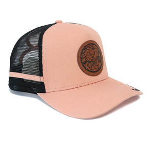 Casquette de camionneur personnalisée Casquettes de camionneur CTC Country avec patch en cuir Casquette de camionneur en maille queue de poney avec rayures Casquette de baseball à 5 panneaux - Product Image 2