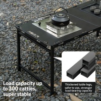 Table de camping IGT pliable hydraulique robuste pour pique-nique familial, cuisine en plein air, barbecue, installation rapide