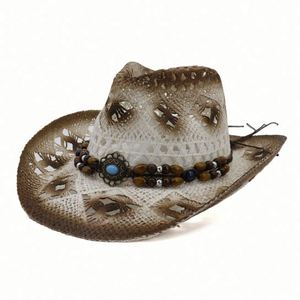 Wholesale Cheap Men Western <b>Hat</b> <b>Bands</b> Distressed Straw Cowboy <b>Hat</b> - Product Image 3