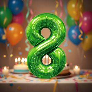 Globo de Número Verde Metalizado de 100cm para Decoración de Fiestas de Cumpleaños Infantiles - Product Image 2