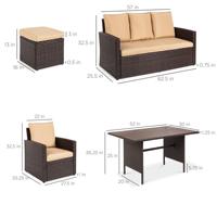 Vente en Gros de Meubles de Jardin de Haute Qualité pour Balcon et Salon Ensemble Table et Chaises de Canapé de Patio en Plastique Brun Rotin