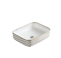 Lavabo rectangulaire en céramique et granit, design moderne et luxueux, pour salle de bain d'hôtel, à poser sur le plan.