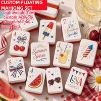 Jeu de Mahjong imprimé rouge, blanc et bleu, tuiles flottantes Americana, cadeau pour les fêtes américaines, Jour de l'Indépendance, jeu de fête estivale