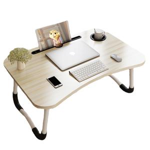 Bureau d'ordinateur portable <span class=keywords><strong>pliable</strong></span> Homerich en métal avec surface en bois, fente pour cartes, porte-gobelet, portable pour la maison, le bureau, les étudiants, la chambre, le salon - Product Image 2