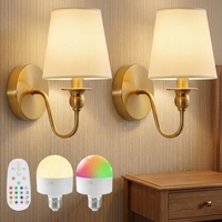 Ensemble de lampes murales LED rechargeables 3600 mAh, dorées, à intensité variable, 12 couleurs, télécommande, alimentées par batterie, pour chambre à coucher, salon, couloir