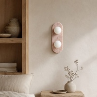 Applique murale double globe en marbre naturel, plaque ovale en pierre, verre opale, LED G9 multicolore, pour chambre, hôtel, couloir