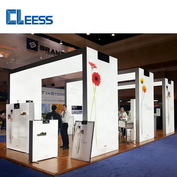 20x30 Hybrid Exhibition Booth Design Custom Trade Show Booth Arch-Type Fabric Lightbox Display Booth