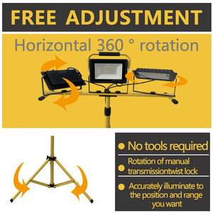 Portable Super Bright Three Head 150W Flood <b>Light</b> With Telescopic Tripod <b>LED</b> Work Lamp for Building Construction WD-961 Construc - Product Image 2