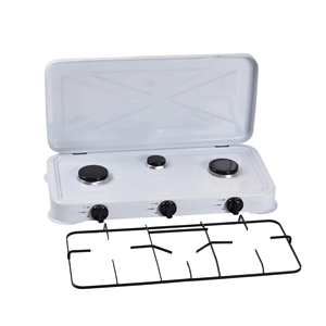 Réchaud à gaz portable encastrable à 3 brûleurs en acier inoxydable rectangulaire avec pare-vent pour camping, pique-nique et barbecue - Product Image 2