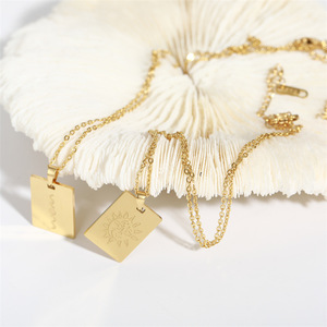 Collier tendance Anti-ternissement pour femmes, inscription personnalisée, texte gravé, bijoux en acier inoxydable plaqué or 18K, <span class=keywords><strong>2022</strong></span> - Product Image 1