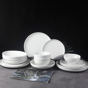 Juego de platos de cerámica coreanos, <span class=keywords><strong>vajilla</strong></span> redonda <span class=keywords><strong>blanca</strong></span> para <span class=keywords><strong>12</strong></span> <span class=keywords><strong>personas</strong></span>, para uso en bodas y hoteles - Product Image 1