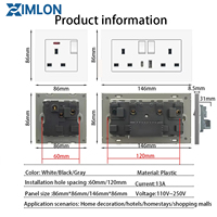 Interruptor de Pared de Plástico Estándar del Reino Unido XIMLON 13A con Clasificación IP35 para Hogar y Oficina (Estilo Moderno)