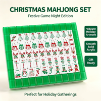 Ensemble de Mahjong Américain de Noël de Luxe Moderne et Écologique en Gros – 160 Tuiles Acryliques + Tapis + 4 Supports + Sac Étanche + Dés