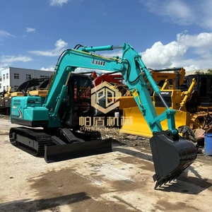 Excavadora de cadenas KOBELCO usada, modelo SK75 Super, color verde azulado, equipo de construcción de alta resistencia. - Product Image 3