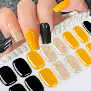 16 autocollants semi-durcis pour ongles, adhésifs, couverture complète, autocollants en gel pour ongles, pas besoin de lampe UV, pose <span class=keywords><strong>d</strong></span>'ongles, manucure - Product Image 1