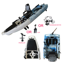 Kayak de pêche en mer Vicking de 9 pieds avec propulsion à pédales, 1 personne, hélice en HDPE, canoë modulaire prêt pour moteur
