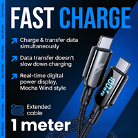 Kabel Charger Cepat 100W OEM Grosir Tipe C dengan Layar LED Penunjuk Daya, Kabel Charger Inti Tembaga Aman Berlapis Nilon untuk Ponsel Pintar
