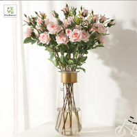 Vente chaude 6 Têtes Artificielle Soie Rose Fleur Pièce Maîtresse Fleur Pour La Maison Festival Décoration Fête De Mariage