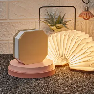 modern simple creative indoor night light foldable bedroom bedside wooden base decorative bed side reading led book light