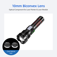 Lentille optique biconvexe de 10 mm, lentille de focalisation et d'agrandissement pour pointeur laser, module laser et projets optiques DIY