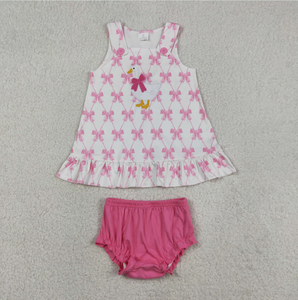 Conjuntos de Ropa para Hermanas Bebés Niñas, Sin Mangas, con Bordado de Lazos y Gansos, Túnica con Flores y Pantalones Cortos - Product Image 3