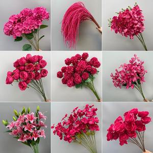 Flores de Techo de Seda Roja para Decoración de Auditorios y Caminos, con Moldeo por Inyección - Product Image 5