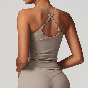 Venta al por mayor sin mangas Fitness chaleco ajustable correa de hombro ropa de mujer gimnasio chaleco correr Yoga Top para Mujer Deporte <span class=keywords><strong>Camiseta</strong></span> sin mangas - Product Image 3