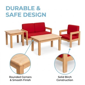 Mini canapé pour salle de jeux, <span class=keywords><strong>fauteuil</strong></span> confortable pour <span class=keywords><strong>bébé</strong></span> et tout-petit, mobilier Montessori pour lecture et lecture d'histoires, ensemble table basse pour chambre d'enfant - Product Image 2