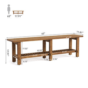 Banc de <span class=keywords><strong>lit</strong></span> rustique Tribesigns de style farmhouse, 63 pouces, en bois massif, pour <span class=keywords><strong>une</strong></span> assise confortable dans la chambre et un rangement au chevet - Product Image 6