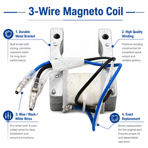 Bobina de Magneto de 3 Cables para Motores de 2 Tiempos de 49cc, 50cc, 60cc, 66cc, 80cc, Bicicletas Motorizadas, Motos, Cuatrimotos, Scooters - Product Image 2