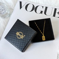 Logo de luxe personnalisé mousse personnalisé noir cuir velours papier bijoux emballage boîte-cadeau pour pendentif bagues boucles d'oreilles ensemble