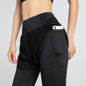Fitness para <span class=keywords><strong>mujer</strong></span> Deporte Gimnasio Ropa de cintura alta Leggings de bolsillo para teléfono Dos piezas Caderas Pantalones de yoga ajustados Estiramiento <span class=keywords><strong>2</strong></span> <span class=keywords><strong>en</strong></span> <span class=keywords><strong>1</strong></span> Legging - Product Image 2