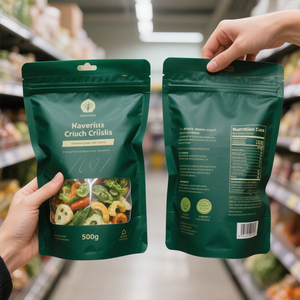 Sacs d'emballage alimentaire en papier kraft biodégradable, écologiques et recyclables, avec fermeture éclair, pour fruits lyophilisés et légumes mélangés - Product Image 6