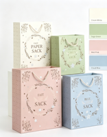 Sac en papier portable à motif végétal rétro, biodégradable, respectueux de l'environnement, en matériaux recyclés, avec poignée en corde de coton épaisse, emballage cadeau