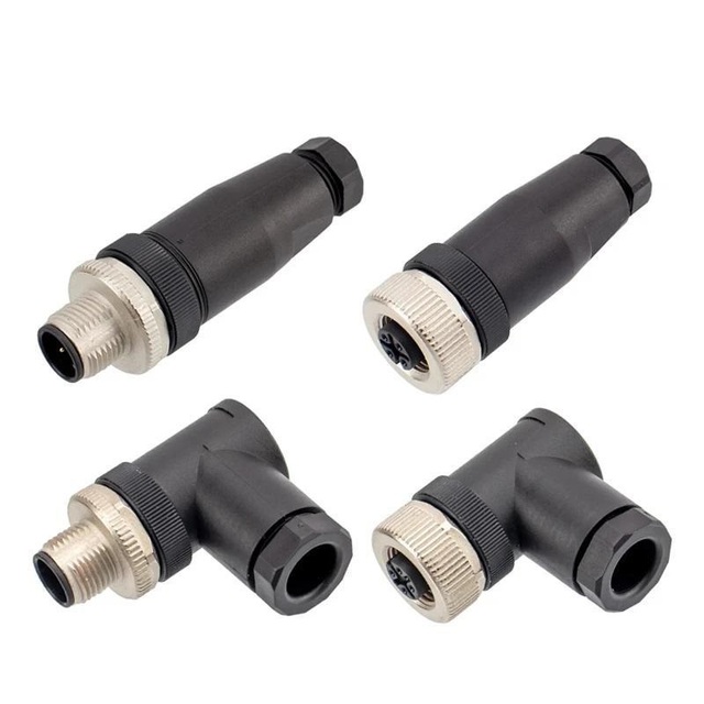 IP67 Waterproof Industrial Coupling A-code Circular Connector M12 5pin Male Female 4P Metal Shell Screw Straight Wireable