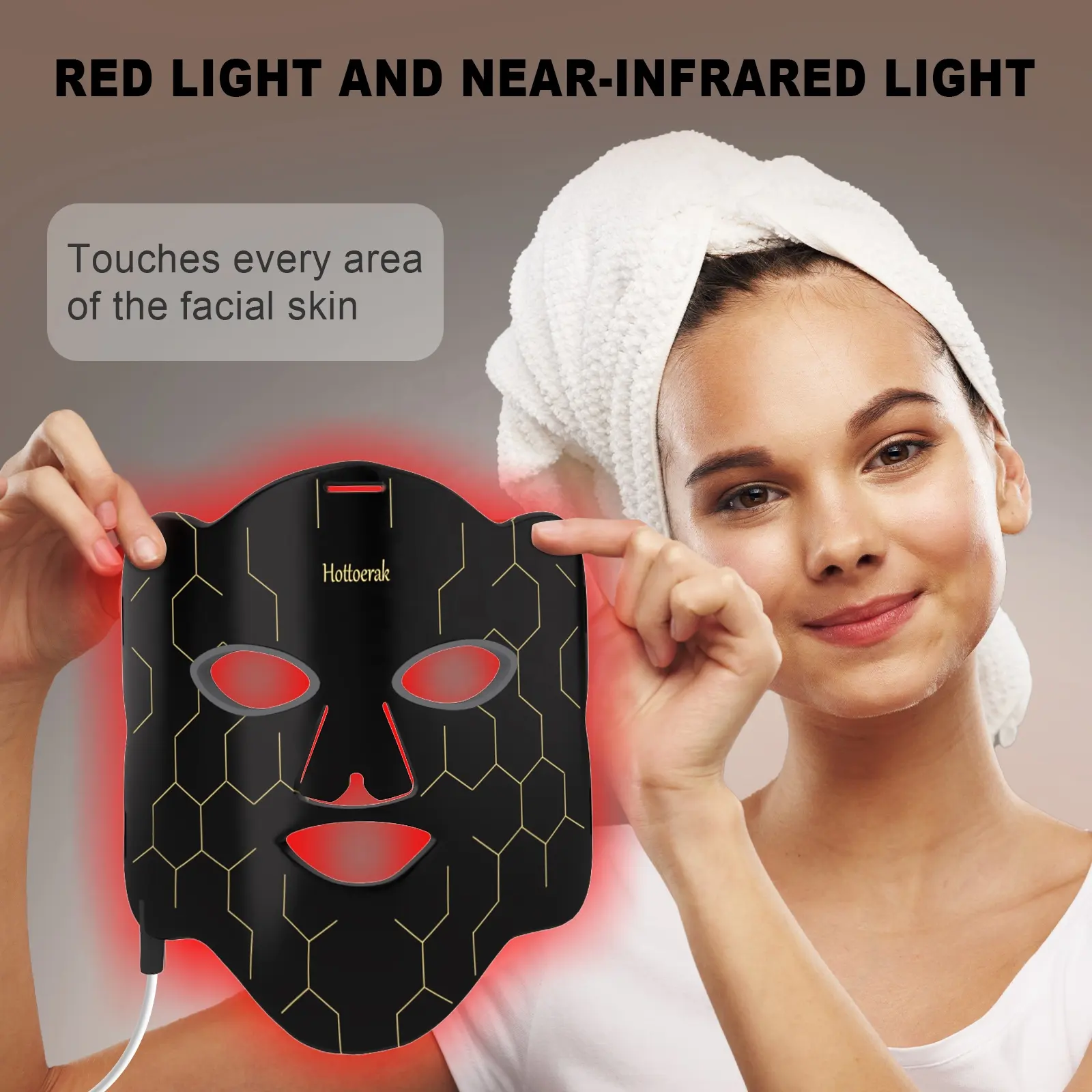 自宅や旅行での顔用LEDマスクスキンケア用のレッドライトマスク、コードレス、ポータブル、充電式