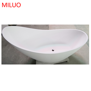 Sang trọng hiện đại freestanding đá bồn tắm Matte Trắng rắn bề mặt đá nhựa bồn tắm phổ biến hình bầu dục mặt trăng hình dạng ngâm tắm - Product Image 6