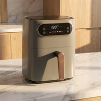Friteuse à air électrique moderne carrée, multifonction, sans huile, en plastique, 5,5 L, avec écran tactile et revêtement antiadhésif pour usage domestique