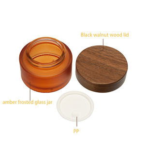 Nhà Máy Gỗ Bìa Thủy Tinh Mỹ Phẩm Lọ 1Oz 1.6Oz 3Oz Hổ Phách Mặt Mắt Kem <span class=keywords><strong>Jar</strong></span> Với Nắp Tre Biểu Tượng Tùy Chỉnh Tre Bao Bì - Product Image 3