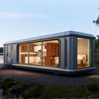 Prêt à l'emploi Minuscule capsule préfabriquée Modulaire en acier Utilisation d'hôtel Extensible Portable Flottant Conteneur Installation complète Apple House