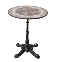 Table pliante de bistrot français, style vintage, en fonte, avec plateau en pierre frittée, confortable, résistante aux intempéries, pour café, restaurant, salle à manger en plein air
